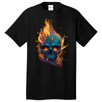 Flamming Skull Basic T-shirt | Artistshot