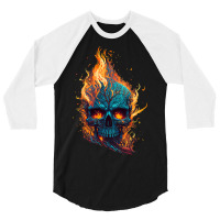 Flamming Skull 3/4 Sleeve Shirt | Artistshot