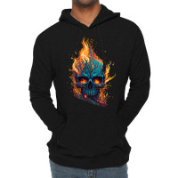 Flamming Skull Lightweight Hoodie | Artistshot