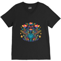 Floral Bird Otomi Mexican Embroidery Style Mexican V-neck Tee | Artistshot