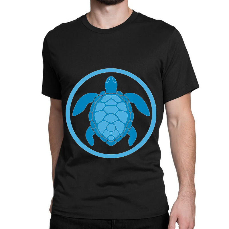 Sea Turtle Blue Round Logo For World Turtle Day De Classic T-shirt by GittyBeaulieu | Artistshot