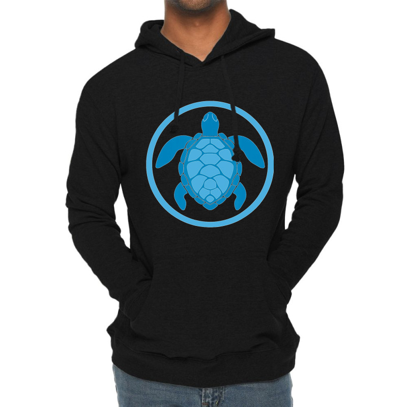 Sea Turtle Blue Round Logo For World Turtle Day De Lightweight Hoodie by GittyBeaulieu | Artistshot