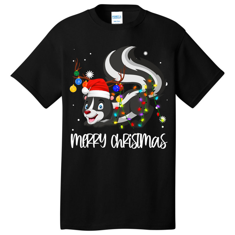 Skunks Lover Xmas Lighting Santa Hat Skunks Christ Basic T-shirt | Artistshot