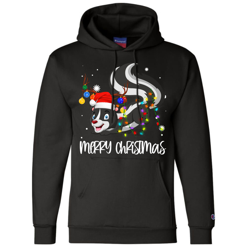 Skunks Lover Xmas Lighting Santa Hat Skunks Christ Champion Hoodie | Artistshot