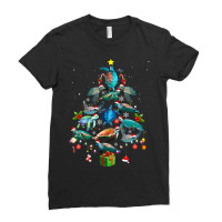 Sea Turtle Christmas Lights Funny Santa Hat Merry  Ladies Fitted T-shirt | Artistshot