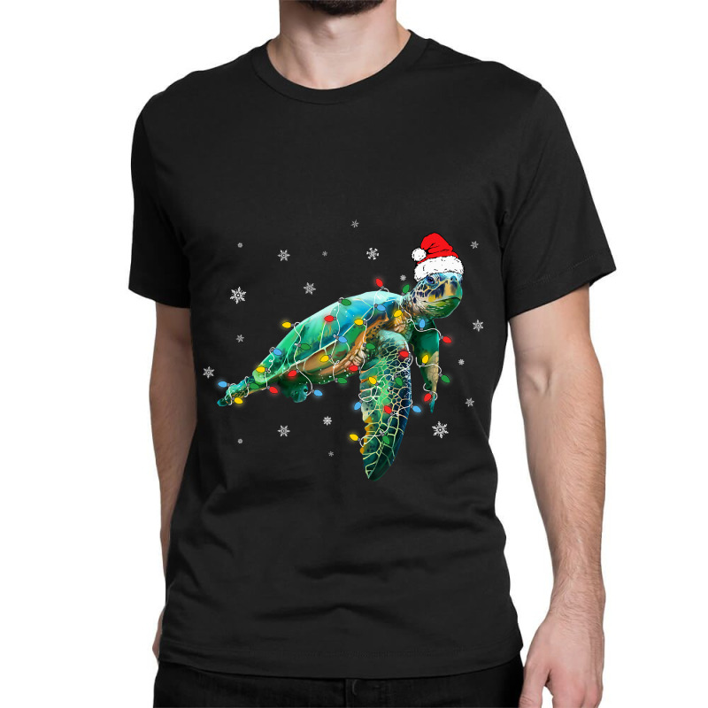 Sea Turtle Christmas Lights Funny Santa Hat Merry  Classic T-shirt by VanesaSettles | Artistshot