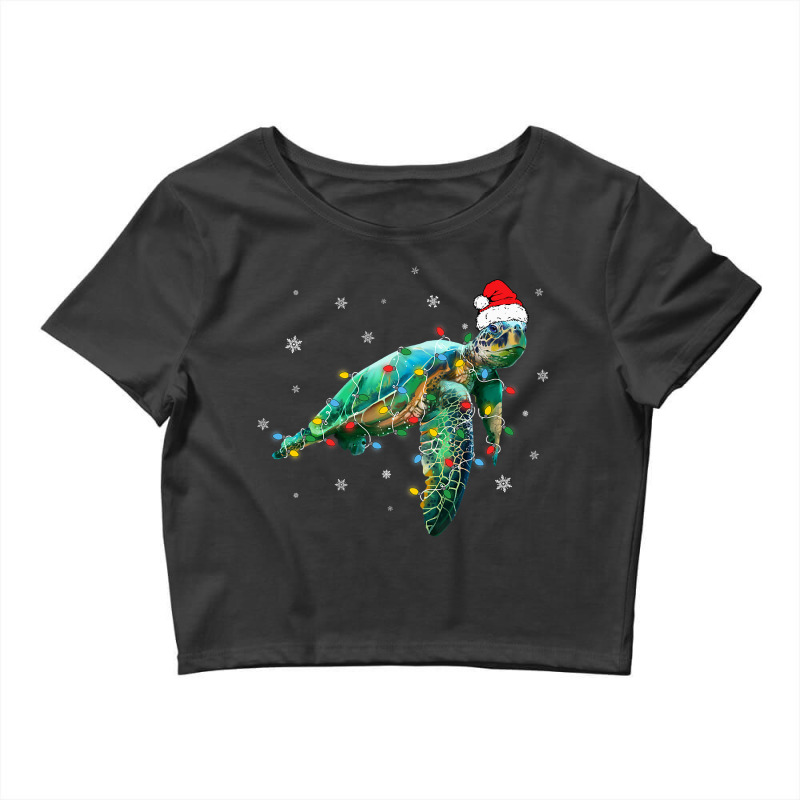 Sea Turtle Christmas Lights Funny Santa Hat Merry  Crop Top by VanesaSettles | Artistshot