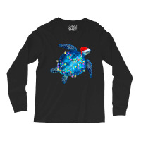 Sea Turtle Christmas Lights Santa Hat Funny Merry  Long Sleeve Shirts | Artistshot