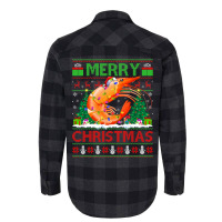 Shrimp Fish Lover Xmas Tree Ugly Santa Shrimp Chri Flannel Shirt | Artistshot