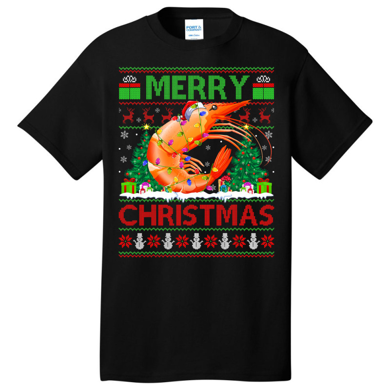 Shrimp Fish Lover Xmas Tree Ugly Santa Shrimp Chri Basic T-shirt | Artistshot