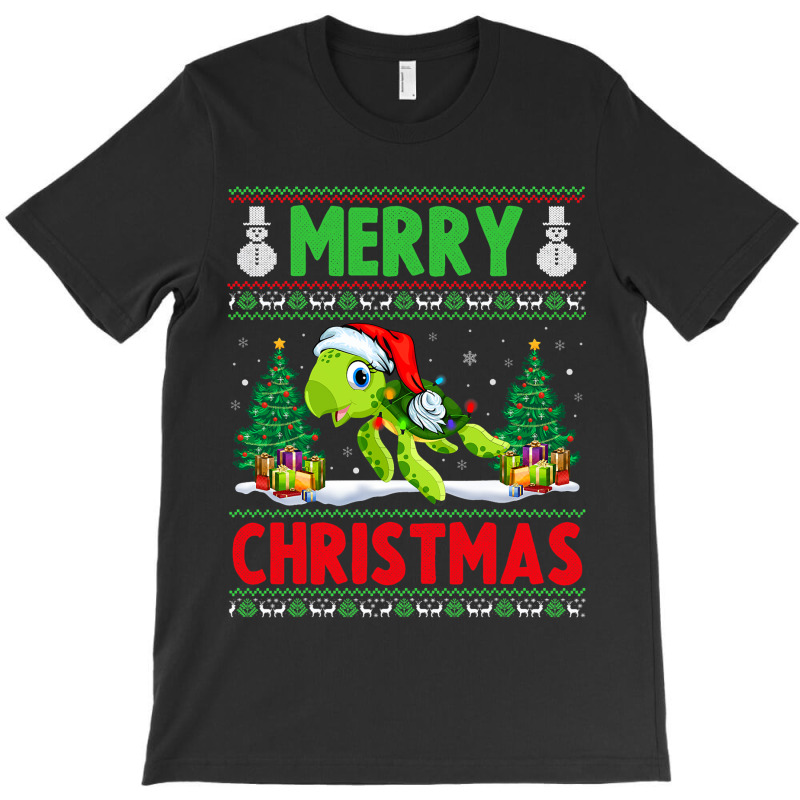 Sea Turtle Christmas Lights With Santa Hat Merry C T-shirt | Artistshot