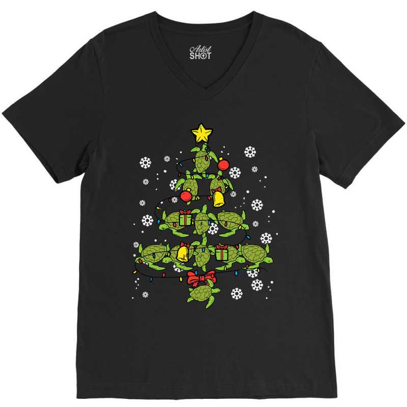 Sea Turtle Christmas Tree Animal Xmas Women Men Ki V-Neck Tee by GwendalyForsberg | Artistshot