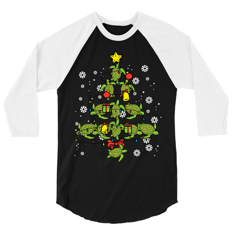 Sea Turtle Christmas Tree Animal Xmas Women Men Ki 3/4 Sleeve Shirt by GwendalyForsberg | Artistshot