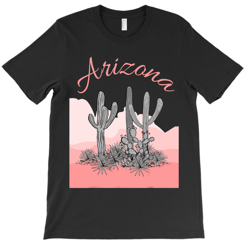 Saguaro Cactus Arizona Desert Scene Coral Pink T-shirt | Artistshot