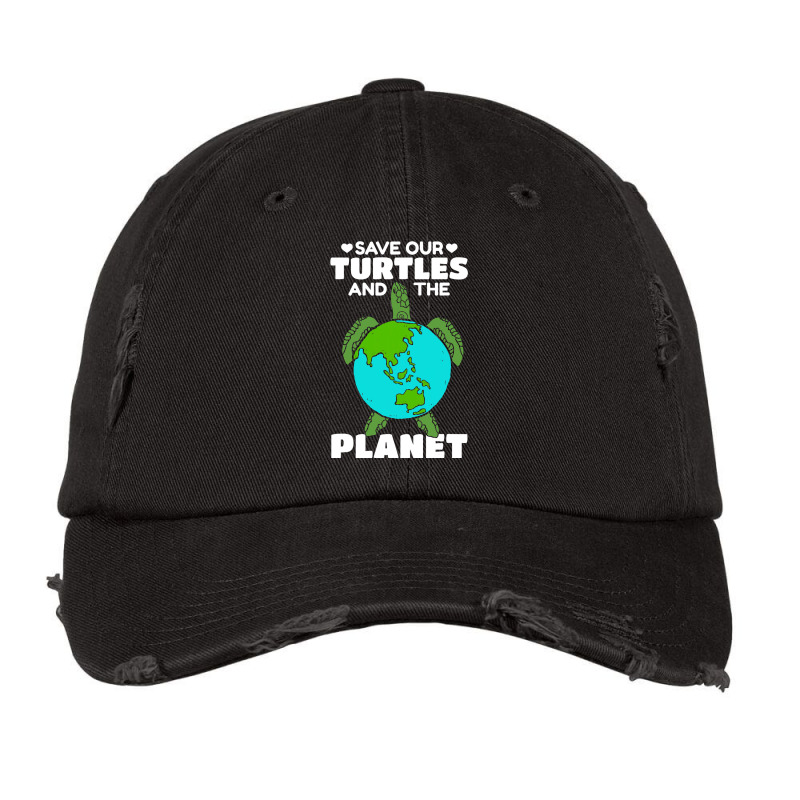 Sea Turtle Earth Day I Save Our Turtles And The Pl Vintage Cap by ClementePare | Artistshot