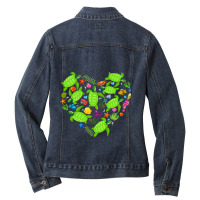 Sea Turtle Heart Love World Environment Earth Day  Ladies Denim Jacket | Artistshot