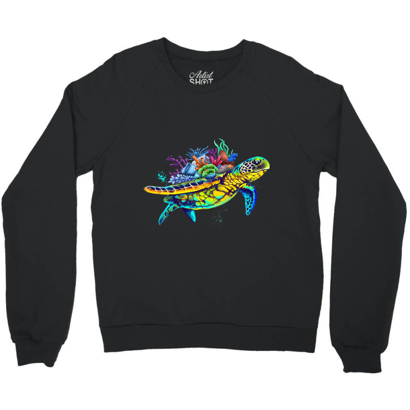 Save The Sea Turtles Funny Environmental Turtle Lo Crewneck Sweatshirt by ChelsieRountree | Artistshot