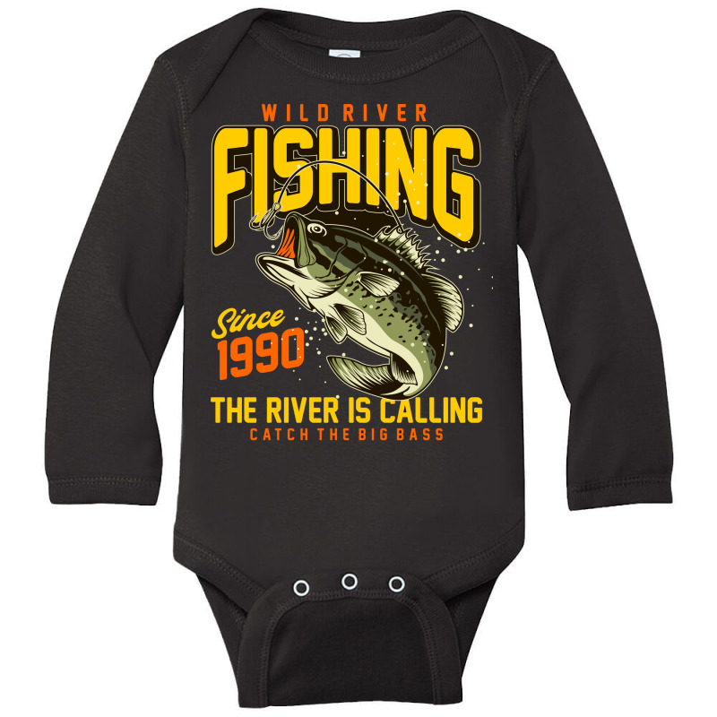 Vector River Fishing T Shirt Graphic Long Sleeve Baby Bodysuit | Artistshot