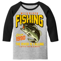 Vector River Fishing T Shirt Graphic Youth 3/4 Sleeve | Artistshot