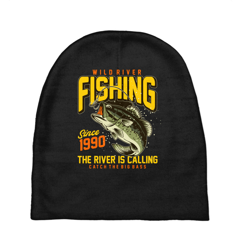 Vector River Fishing T Shirt Graphic Baby Beanies | Artistshot