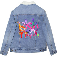 Rich Flex Paint Drip Minimalist Typography Art Unisex Sherpa-lined Denim Jacket | Artistshot