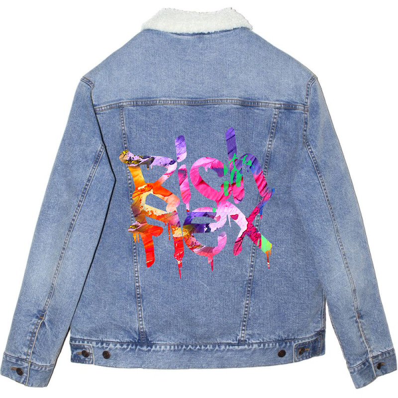 Rich Flex Paint Drip Minimalist Typography Art Unisex Sherpa-lined Denim Jacket | Artistshot