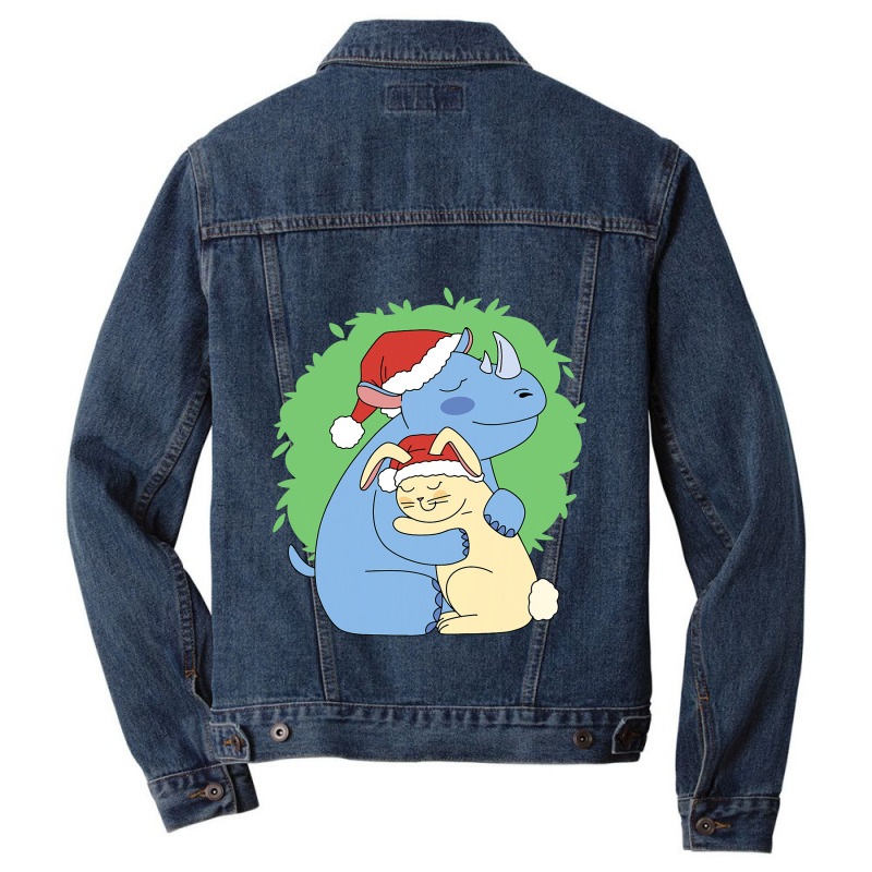 Rhino Hugging Rabbit Design For Men Women And Chil Men Denim Jacket | Artistshot