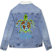 Sea Turtle Planet Funny Love World Environment Ear Unisex Sherpa-lined Denim Jacket | Artistshot