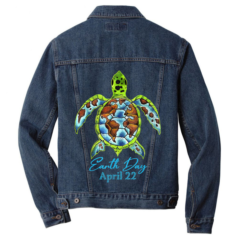 Sea Turtle Planet Funny Love World Environment Ear Men Denim Jacket | Artistshot