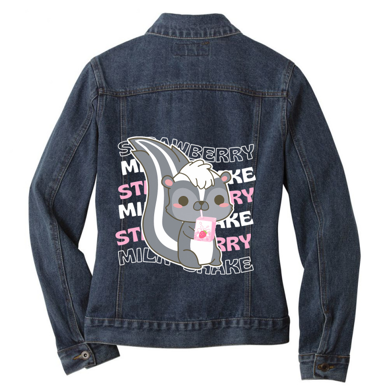 Strawberry Milkshake Cute Kawaii Skunk Anime Japan Ladies Denim Jacket by AamiraMelon | Artistshot