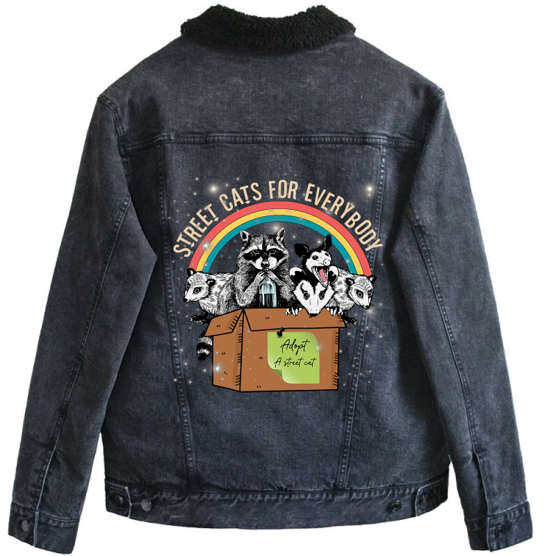 Street Cats For Everybody Trash Santa Opossum Racc Unisex Sherpa-lined Denim Jacket | Artistshot