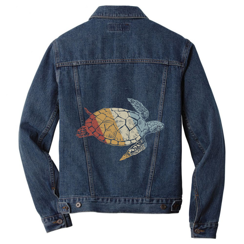 Sea Turtle Retro Style Vintage 5 5 Men Denim Jacket by CalliopEasley | Artistshot