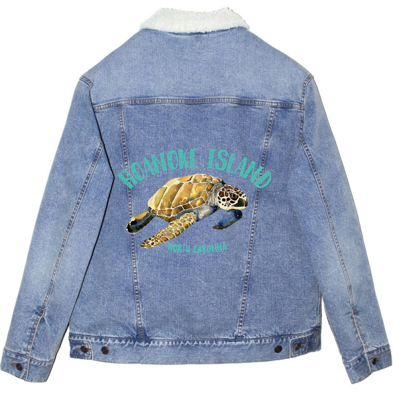 Roanoke Island North Carolina Sea Turtle Design Unisex Sherpa-lined Denim Jacket | Artistshot