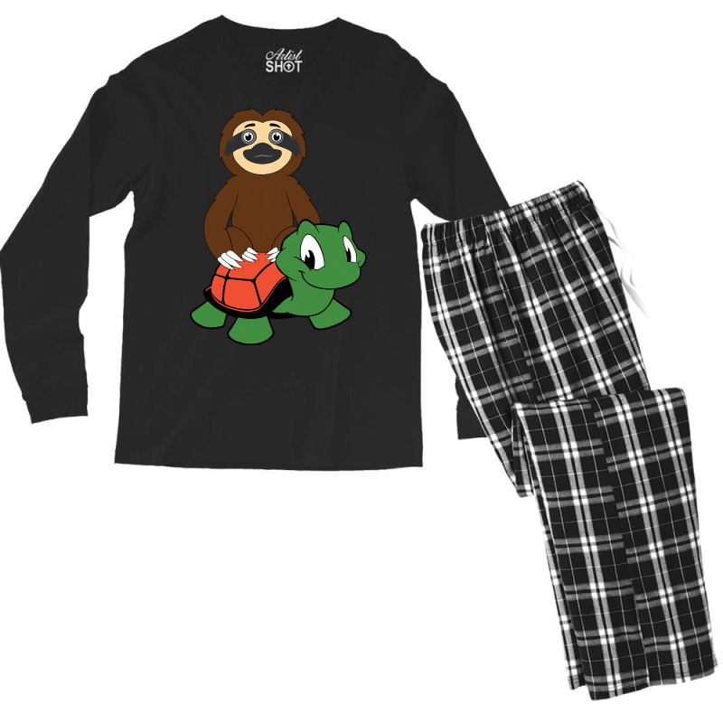 Sloth Riding Turtle Funny Animal Lover Costume Men's Long Sleeve Pajama Set | Artistshot