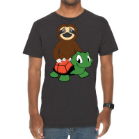 Sloth Riding Turtle Funny Animal Lover Costume Vintage T-shirt | Artistshot