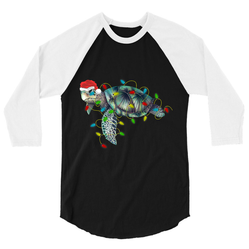 Sea Turtle Santa Gifts Christmas Pajamas Family Fu 3/4 Sleeve Shirt by AdleeDerr | Artistshot