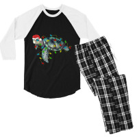 Sea Turtle Santa Gifts Christmas Pajamas Family Fu Men's 3/4 Sleeve Pajama Set | Artistshot