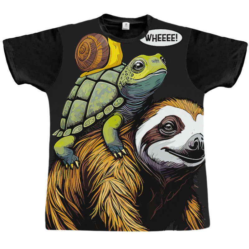 Sloth Turtle Snail Piggyback Slow Animal Speed Rac Graphic T-shirt by RenaHetrick | Artistshot