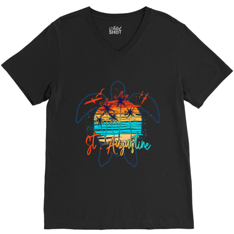 Sea Turtle St . Augustine Florida 2beach Summer Va V-Neck Tee by JOSEPHADAMS | Artistshot