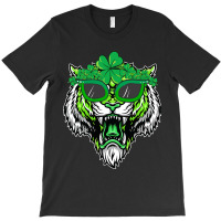 St. Patricks Day Tiger Cute Face Sunglasses Shamro T-shirt | Artistshot