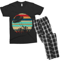 Retro Unidentified Flying Object Alien Ufo Men's T-shirt Pajama Set | Artistshot