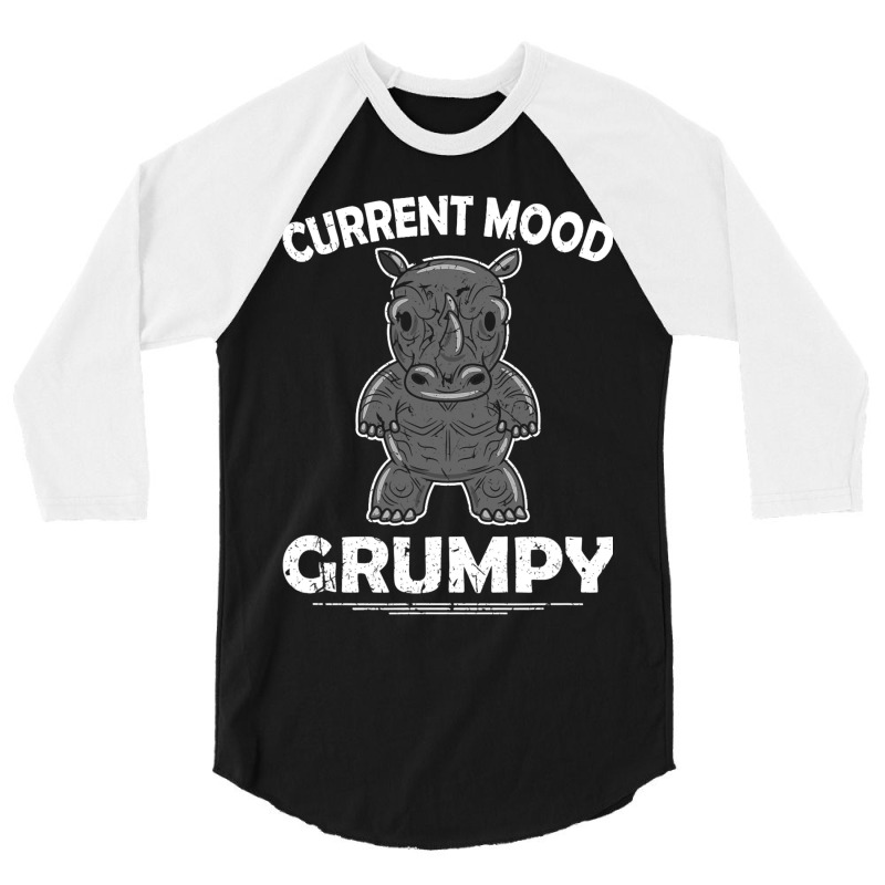 Rhino Men Women Current Mood Grumpy 3/4 Sleeve Shirt | Artistshot