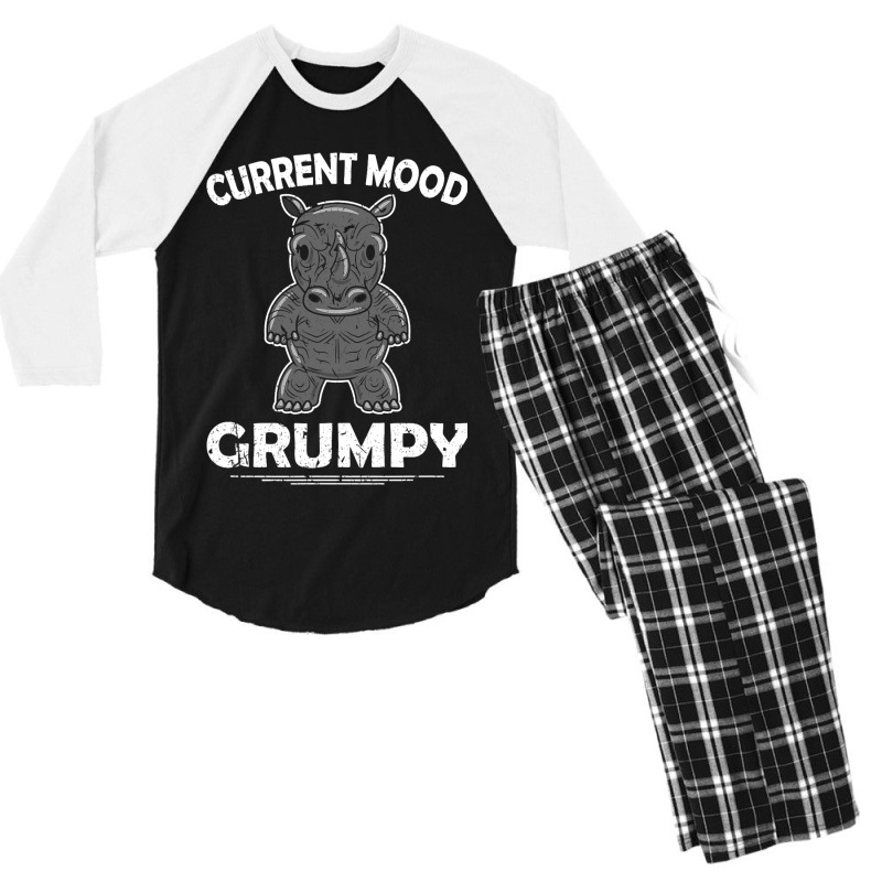 Rhino Men Women Current Mood Grumpy Men's 3/4 Sleeve Pajama Set | Artistshot