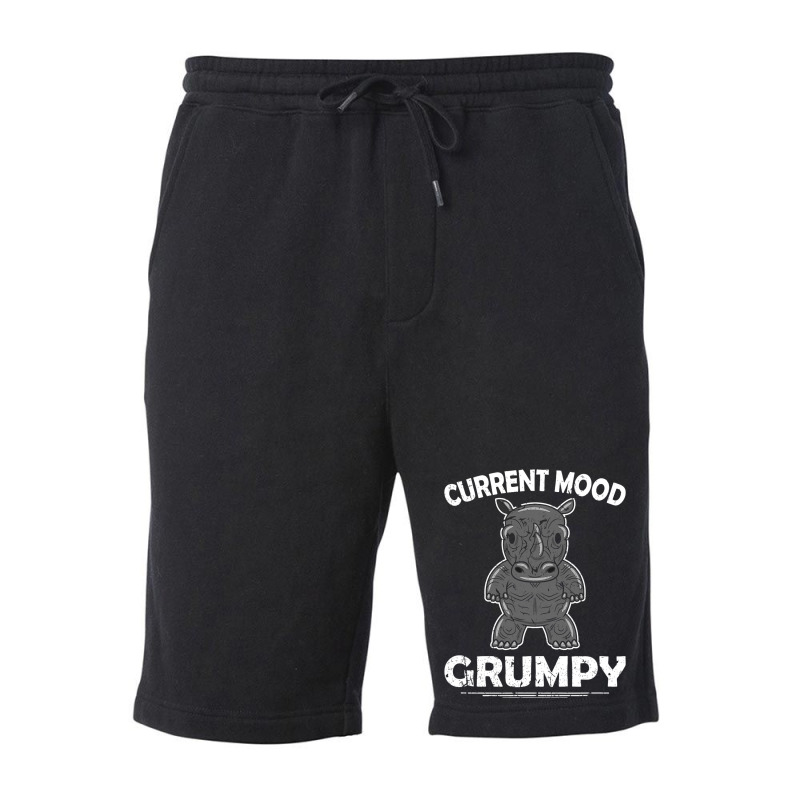 Rhino Men Women Current Mood Grumpy Fleece Short | Artistshot