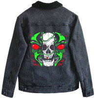 Skeleton Alien Lazy Halloween Costume Cool Skull B Unisex Sherpa-lined Denim Jacket | Artistshot