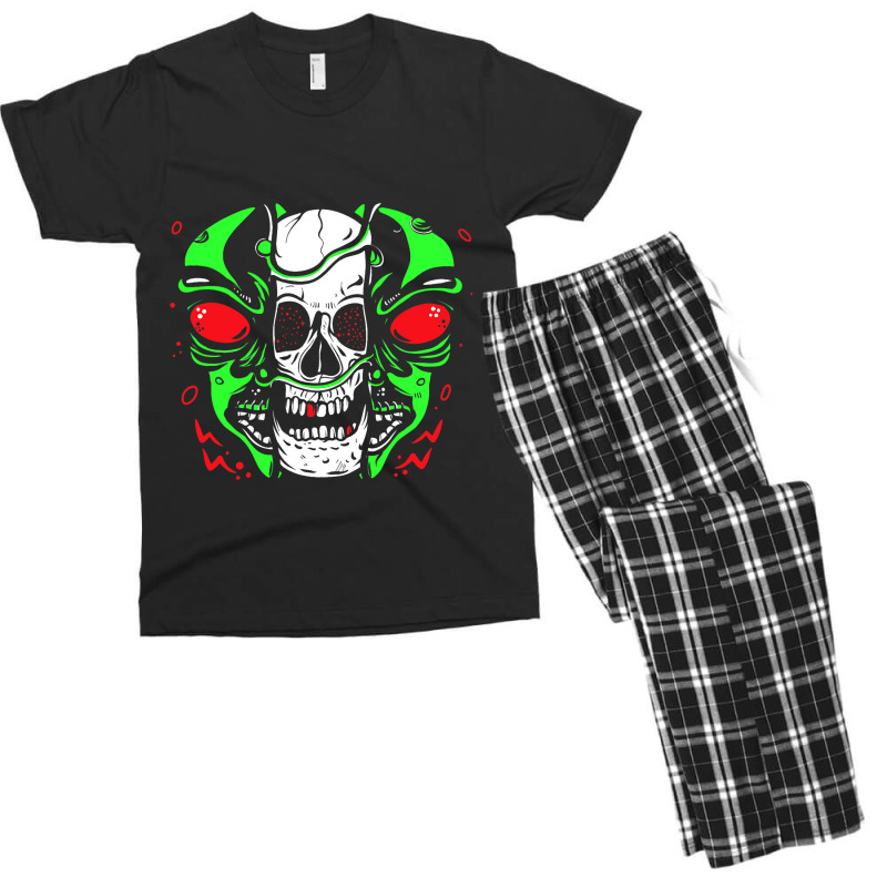 Skeleton Alien Lazy Halloween Costume Cool Skull B Men's T-shirt Pajama Set | Artistshot