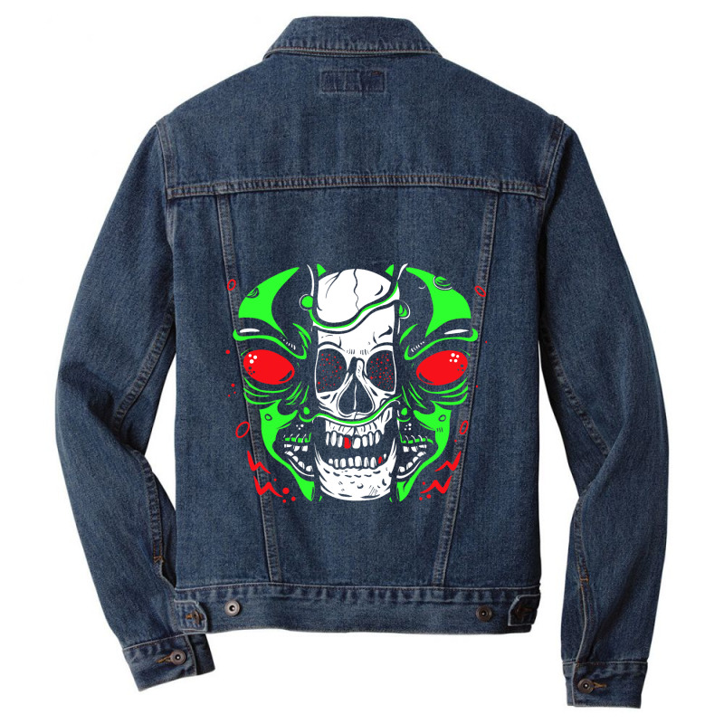 Skeleton Alien Lazy Halloween Costume Cool Skull B Men Denim Jacket | Artistshot