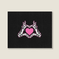 Skeleton Hand Fan Heart Bones Costume Funny Hallow Landscape Canvas Print | Artistshot