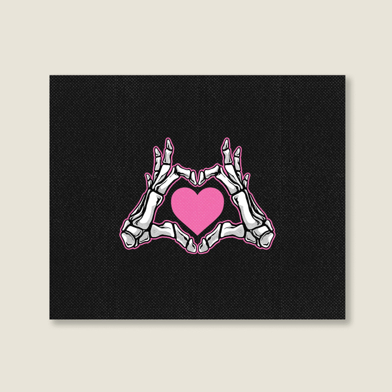 Skeleton Hand Fan Heart Bones Costume Funny Hallow Landscape Canvas Print | Artistshot