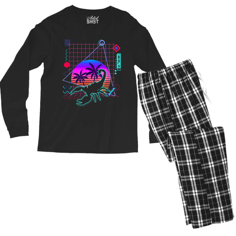 Scorpion Aesthetic Vaporwave 80s Style Arachnid Lo Men's Long Sleeve Pajama Set | Artistshot